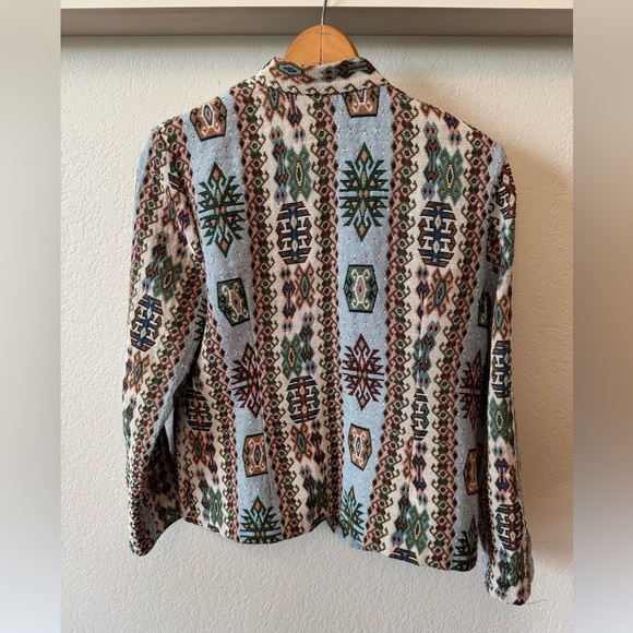 SOLD⚫️Vinatge 90's Bedford Fair Lifestyles Aztec Tapestry Jacket Size 16 - Picture 4 of 10